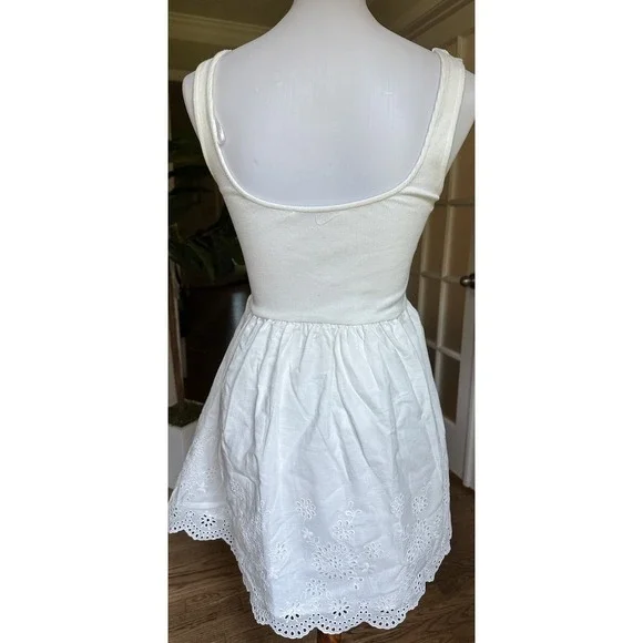 ZARA White Eyelet Embroidered Sleeveless Dress Size M NWT Summer Casual Cotton - Picture 6 of 9